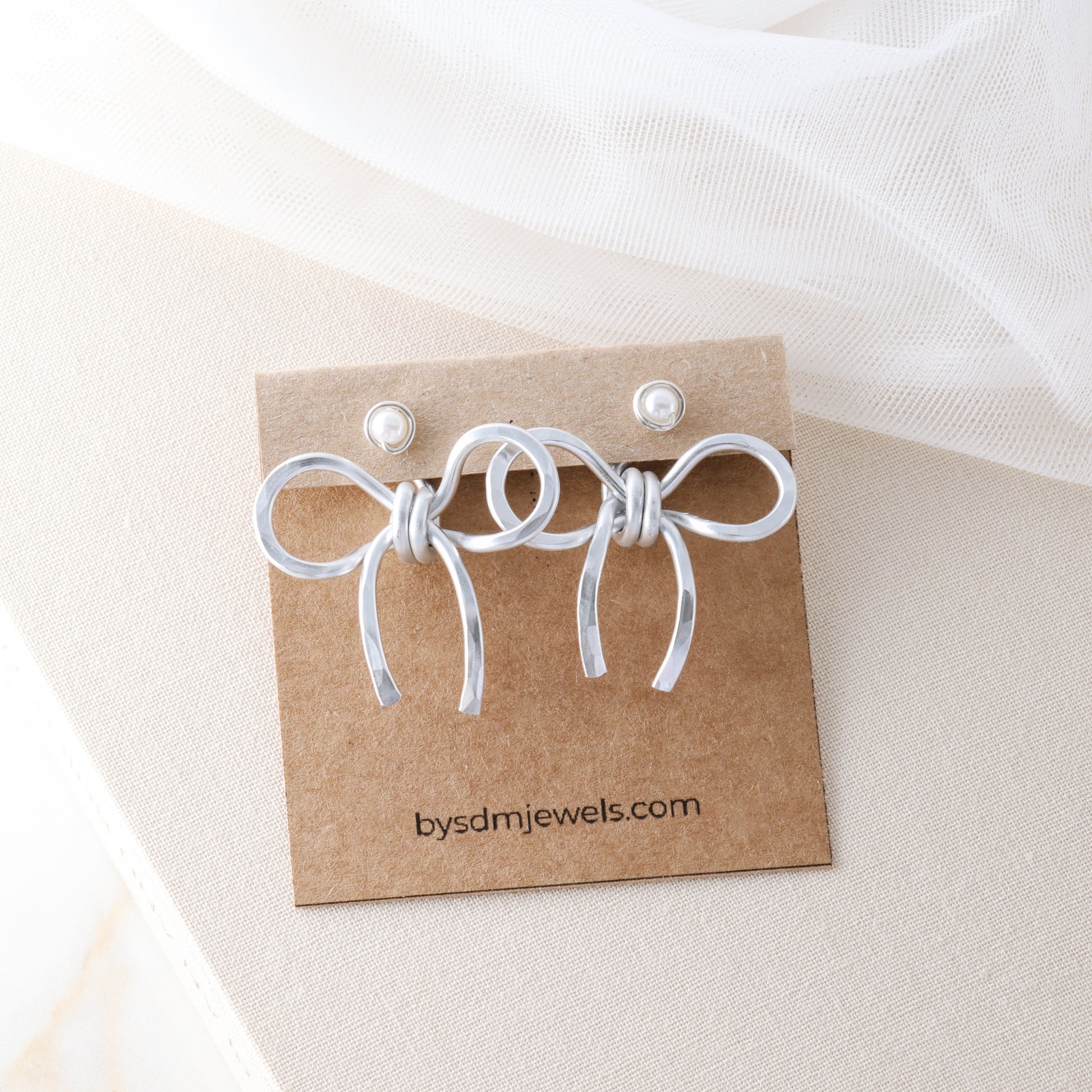 Bow Earring Jackets – Sterling Silver Studs, Lightweight Statement Jewelry