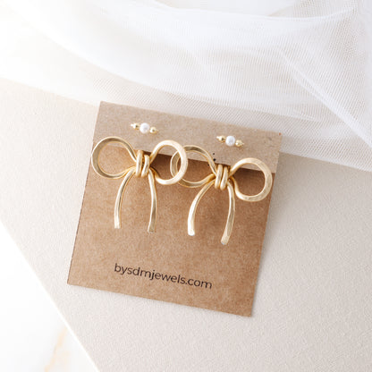 Bow Earring Jackets – Sterling Silver Studs, Lightweight Statement Jewelry