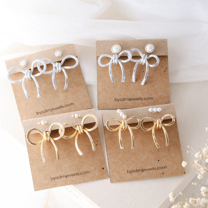 Bow Earring Jackets – Sterling Silver Studs, Lightweight Statement Jewelry