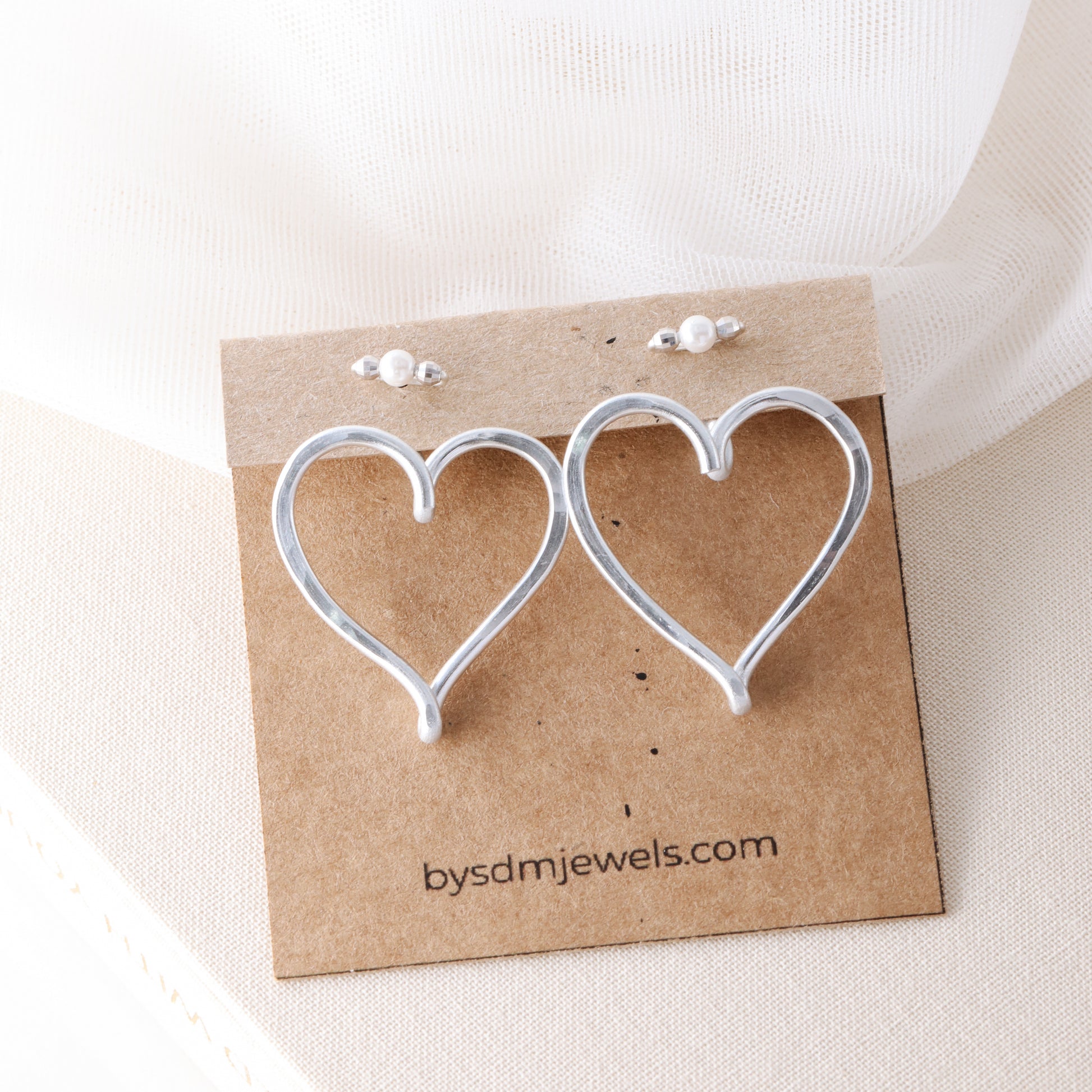 Open Heart Earring Jackets - Heart Front Back Earrings with Dainty Studs - By SDM Jewels