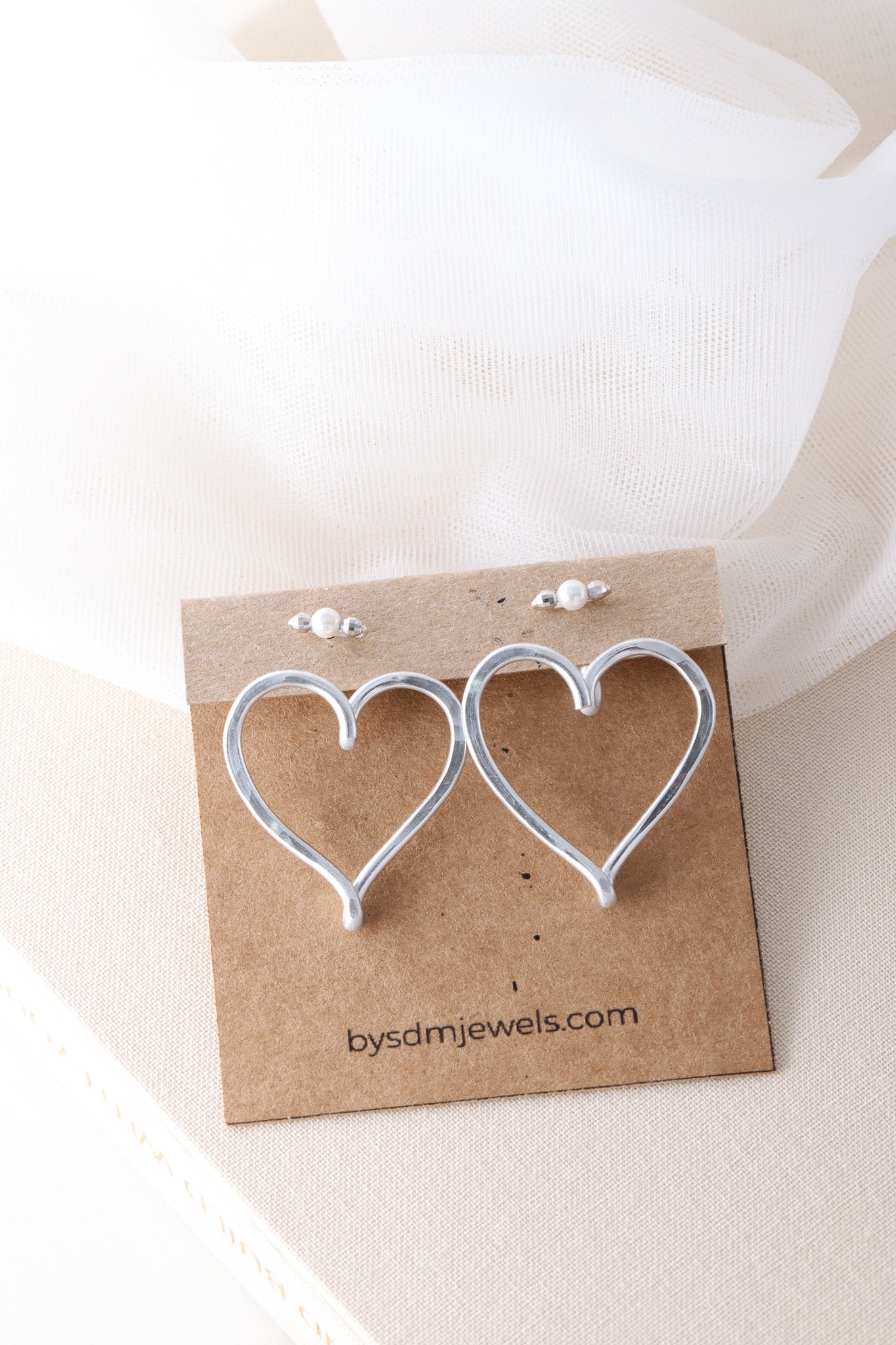 Open Heart Earring Jackets - Heart Front Back Earrings with Dainty Studs - BySDM Jewels