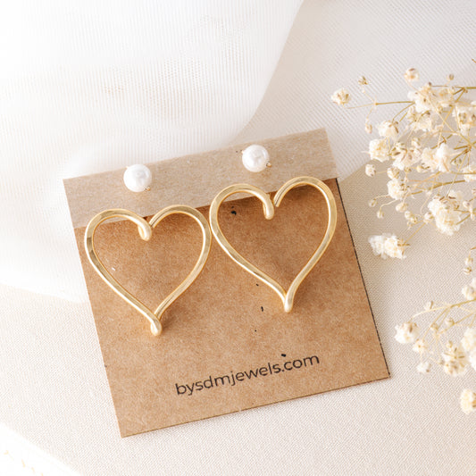 Open Heart Earring Jackets - Heart Front Back Earrings with Dainty Studs - By SDM Jewels