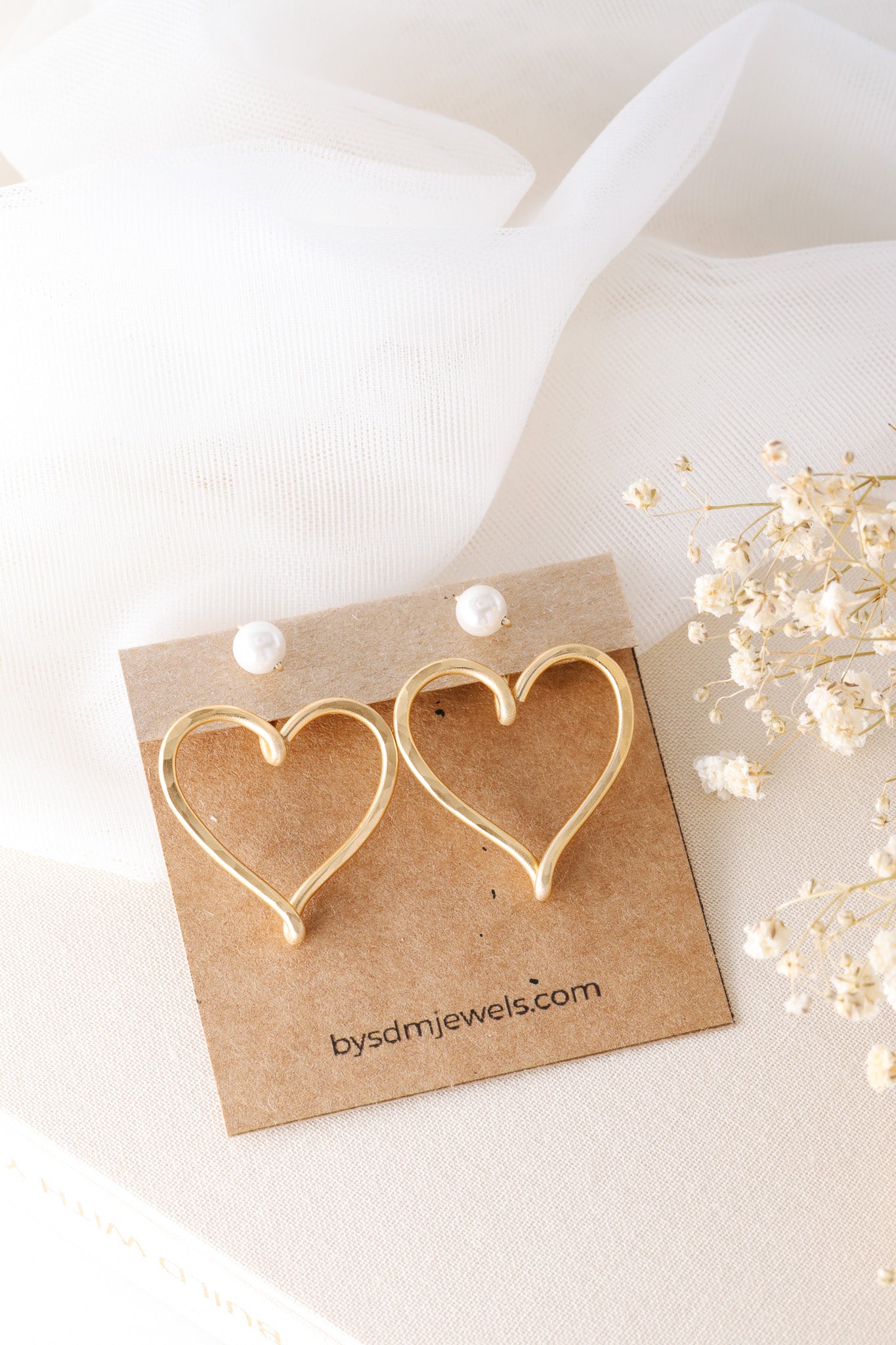 Open Heart Earring Jackets - Heart Front Back Earrings with Dainty Studs - BySDM Jewels