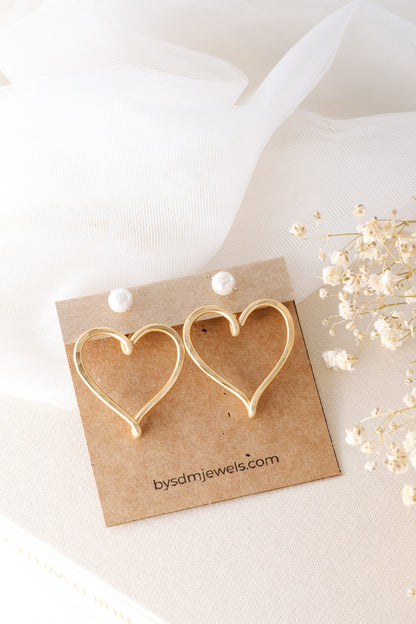 Open Heart Earring Jackets - Heart Front Back Earrings with Dainty Studs - BySDM Jewels
