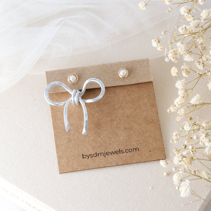 Bow Earring Jackets – Sterling Silver Studs, Lightweight Statement Jewelry