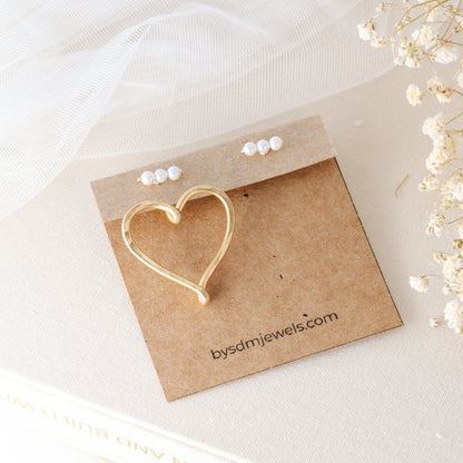 Open Heart Earring Jackets - Heart Front Back Earrings with Dainty Studs - By SDM Jewels