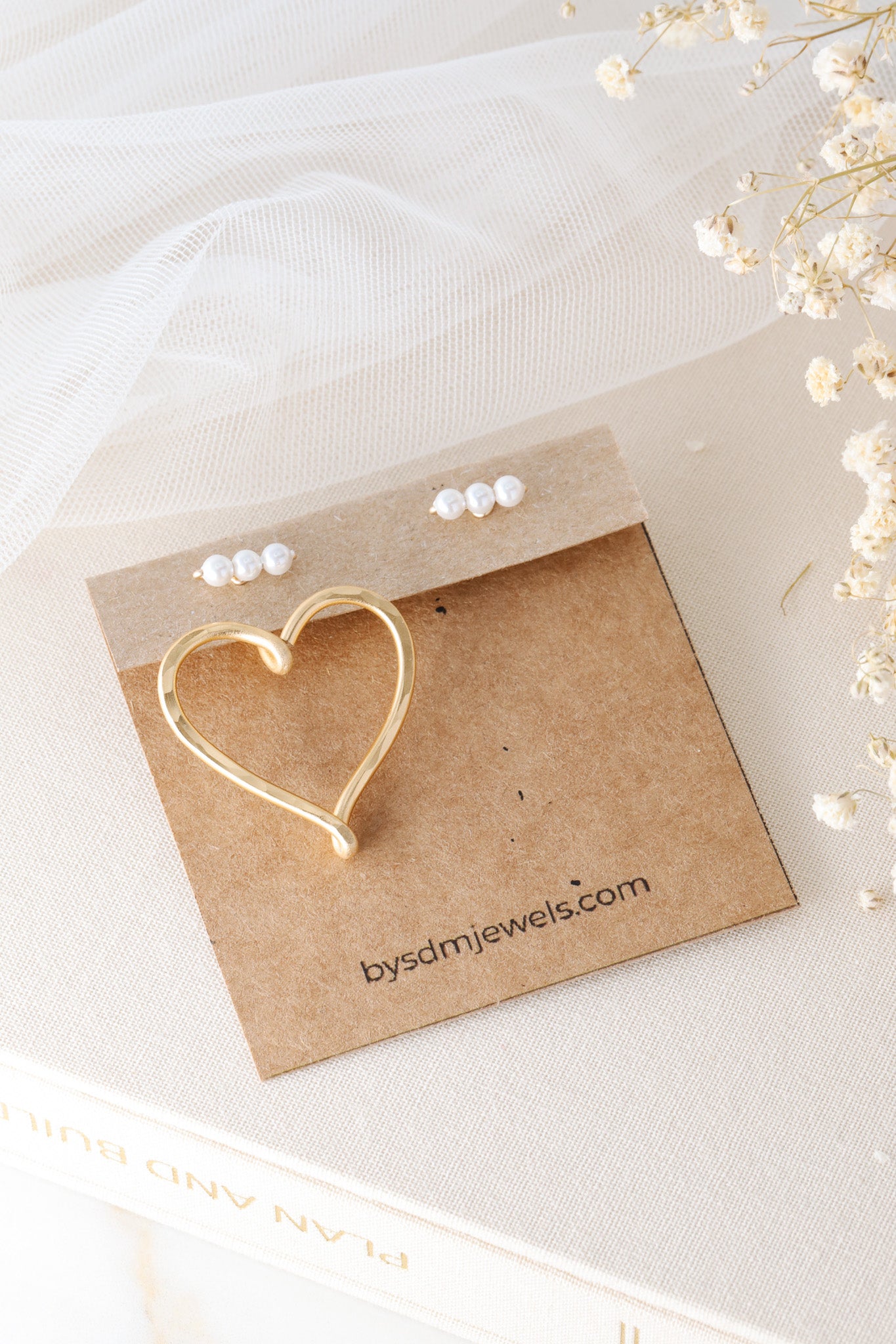 Open Heart Earring Jackets - Heart Front Back Earrings with Dainty Studs - BySDM Jewels