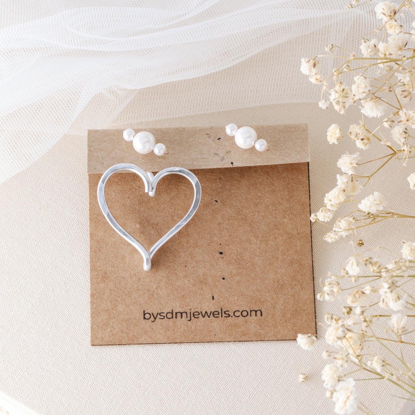 Open Heart Earring Jackets - Heart Front Back Earrings with Dainty Studs - By SDM Jewels