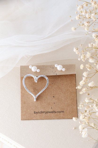 Open Heart Earring Jackets - Heart Front Back Earrings with Dainty Studs - BySDM Jewels