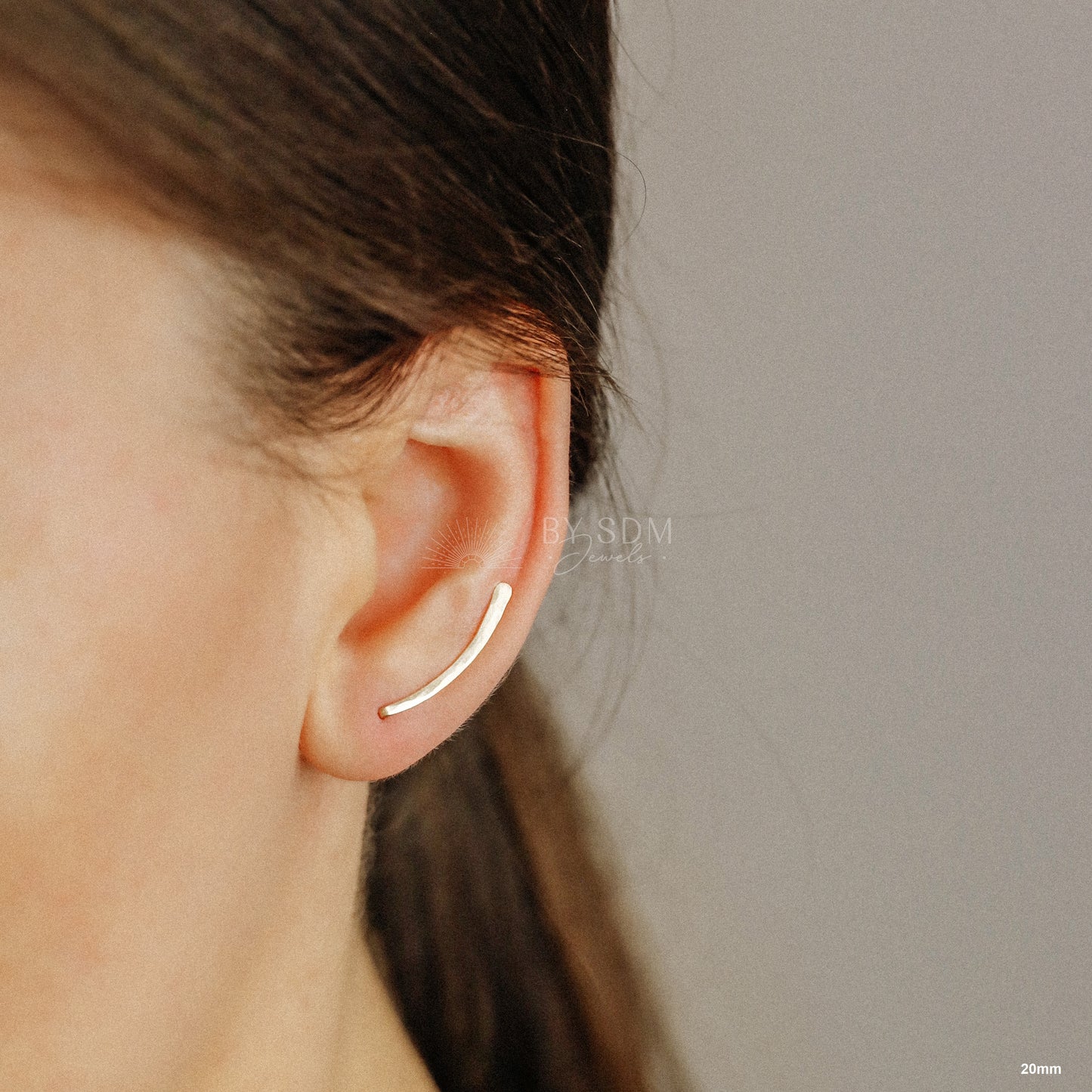 50 mm Dainty Long Ear Climbers, Ear Crawler, Gold Ear Cuff, Bar Ear Climber Silver Sweep Ear Pins Rose Gold Hammered Ear Climber Earrings