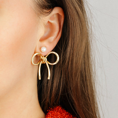 Bow Earring Jackets – Sterling Silver Studs, Lightweight Statement Jewelry