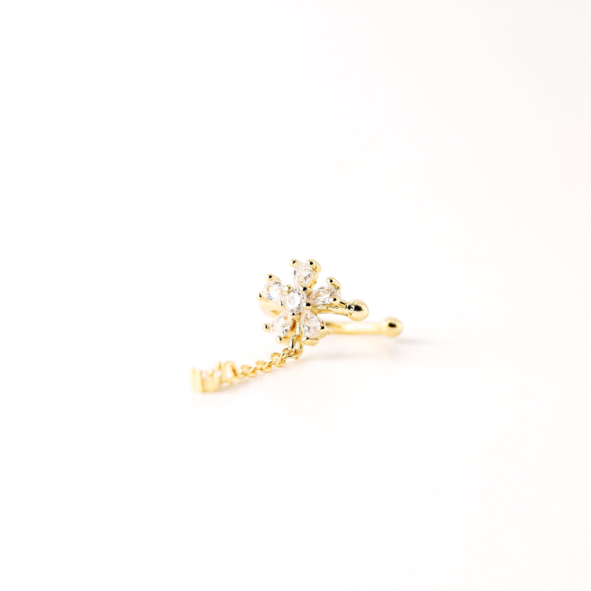 Dainty CZ Flower-Shaped Conch Ear Cuff Earring • BYSDMJEWELS