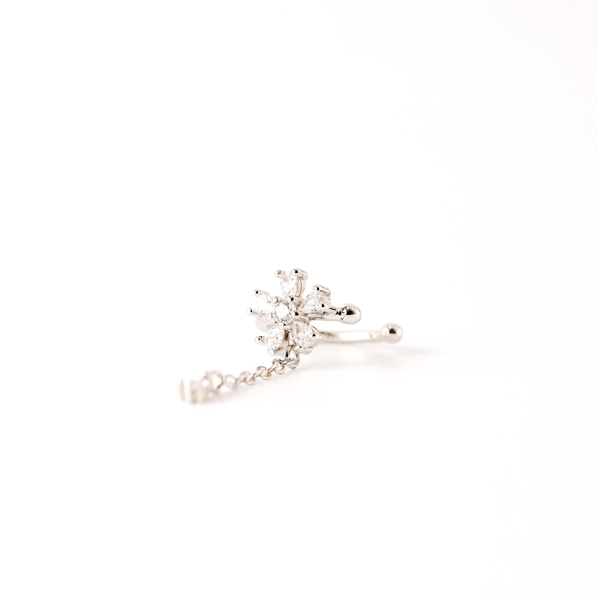 Dainty CZ Flower-Shaped Conch Ear Cuff Earring • BYSDMJEWELS