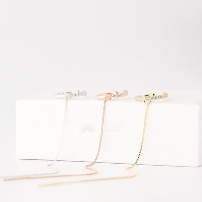 Ear cuff with chain • Dainty gold ear cuff • Huggie ear cuff • Minimalist gold ear cuff • Fake huggie earrings • Non pierce Tiny ear cuff