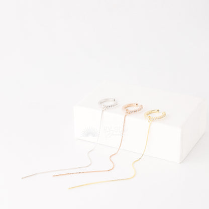 Ear cuff with chain • Dainty gold ear cuff • Huggie ear cuff • Minimalist gold ear cuff • Fake huggie earrings • Non pierce Tiny ear cuff