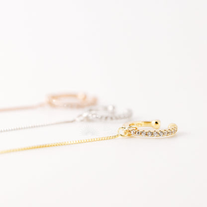 Ear cuff with chain • Dainty gold ear cuff • Huggie ear cuff • Minimalist gold ear cuff • Fake huggie earrings • Non pierce Tiny ear cuff