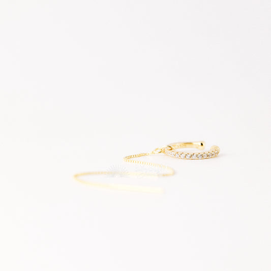 Ear cuff with chain • Dainty gold ear cuff • Huggie ear cuff • Minimalist gold ear cuff • Fake huggie earrings • Non pierce Tiny ear cuff