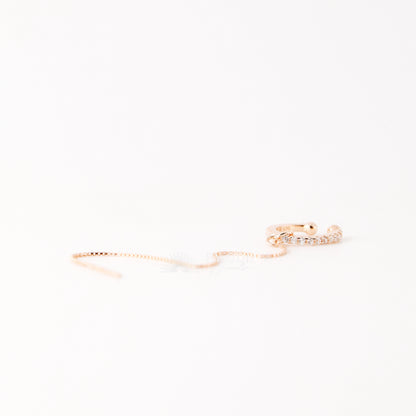 Ear cuff with chain • Dainty gold ear cuff • Huggie ear cuff • Minimalist gold ear cuff • Fake huggie earrings • Non pierce Tiny ear cuff