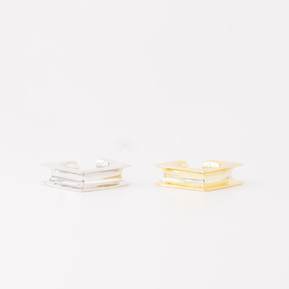 Square Large Band Ear Cuff • No Piercing is Needed • Gold, Silver
