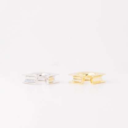 Square Large Band Ear Cuff • No Piercing is Needed • Gold, Silver