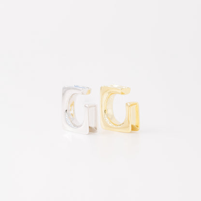 Square Large Band Ear Cuff • No Piercing is Needed • Gold, Silver