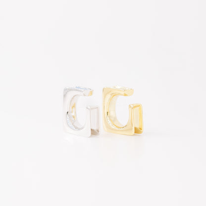 Square Large Band Ear Cuff • No Piercing is Needed • Gold, Silver