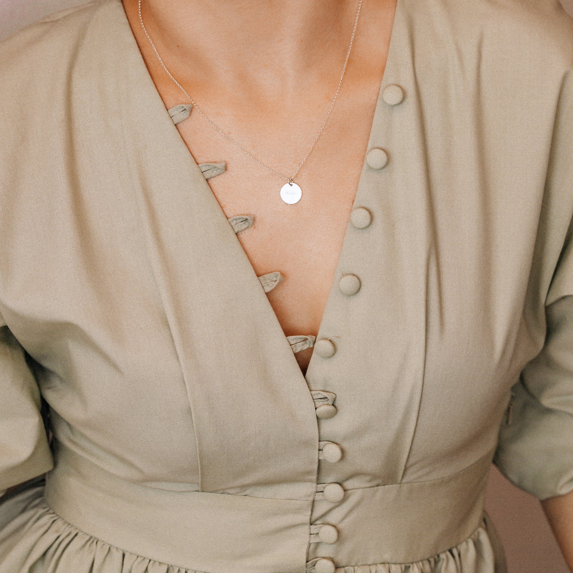 Personalized Sterling Silver Disc Necklace: Engraved Name Coin
