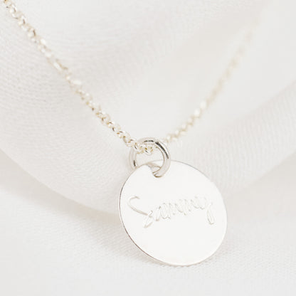 Personalized Necklace Disc Necklace Engraved Custom Name Coin Necklace Gift for Her Best Friends Gift Gift For Mom Disc Necklace Name Jewels