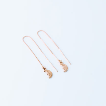 Tiny Moon Ear Threader, Silver, Gold, Rose Gold BYSDMJEWELS