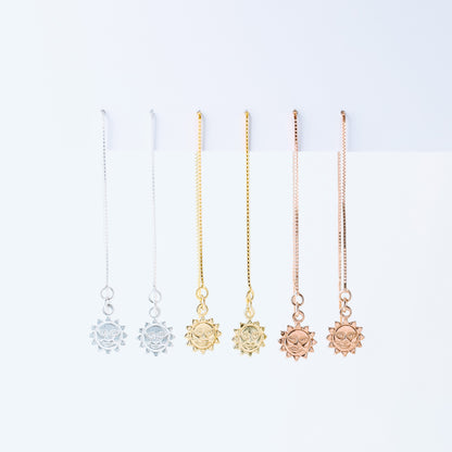 Tiny Sun Ear Threader, Silver, Gold, Rose Gold BYSDMJEWELS