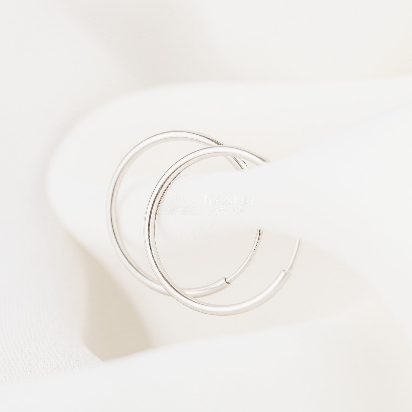 Thin Hoops Rings for Ear Piercings • Hoop With Hinge, 6, 8, 10, 12, 14, 16, 18mm, Silver • BYSDMJEWELS