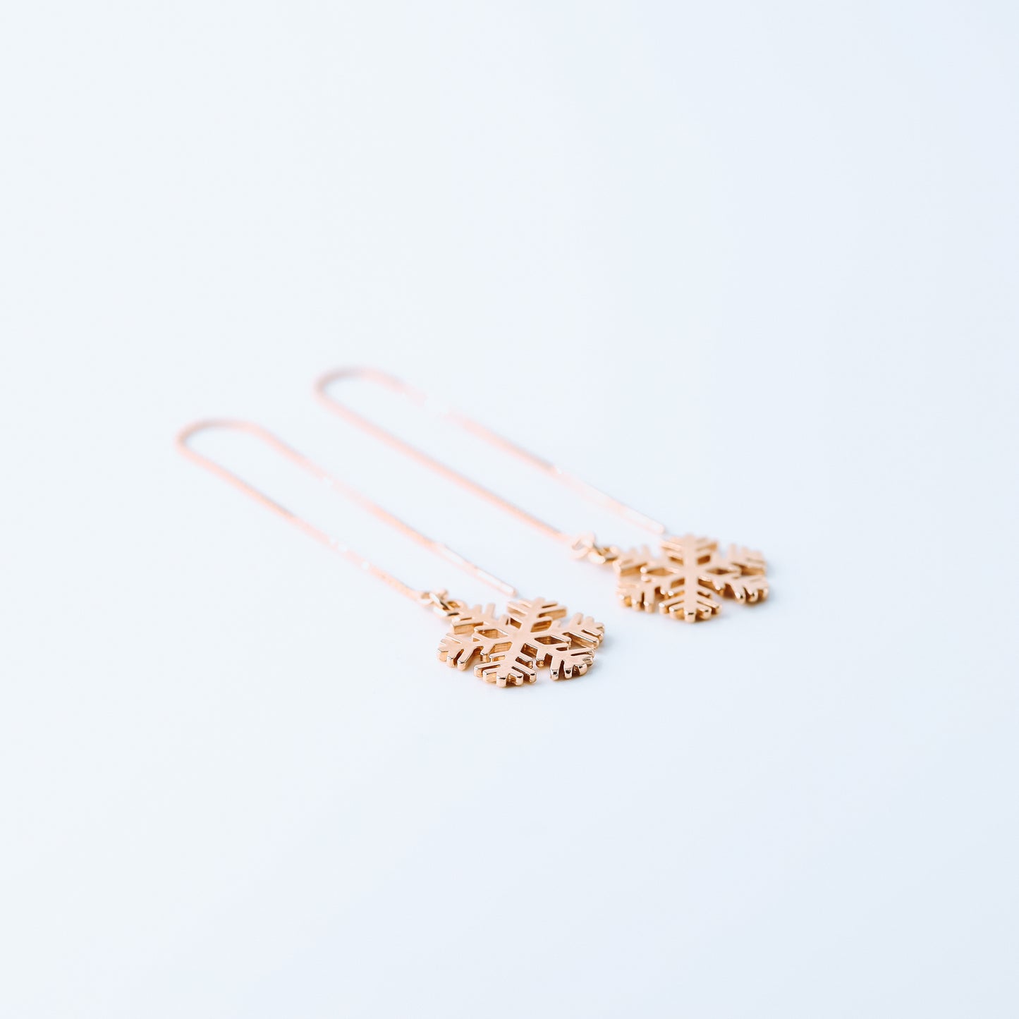 Snowflake Threader Earrings in Sterling Silver • Snow Flake Threaders • Long Threaders • Silver, Gold or Rose Gold • BYSDMJEWELS