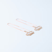 Load image into Gallery viewer, Dainty Crown Threader Earrings, Silver, Gold, Rose Gold • BYSDMJEWELS
