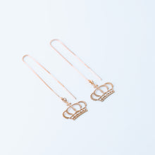 Load image into Gallery viewer, Dainty Crown Threader Earrings, Silver, Gold, Rose Gold • BYSDMJEWELS
