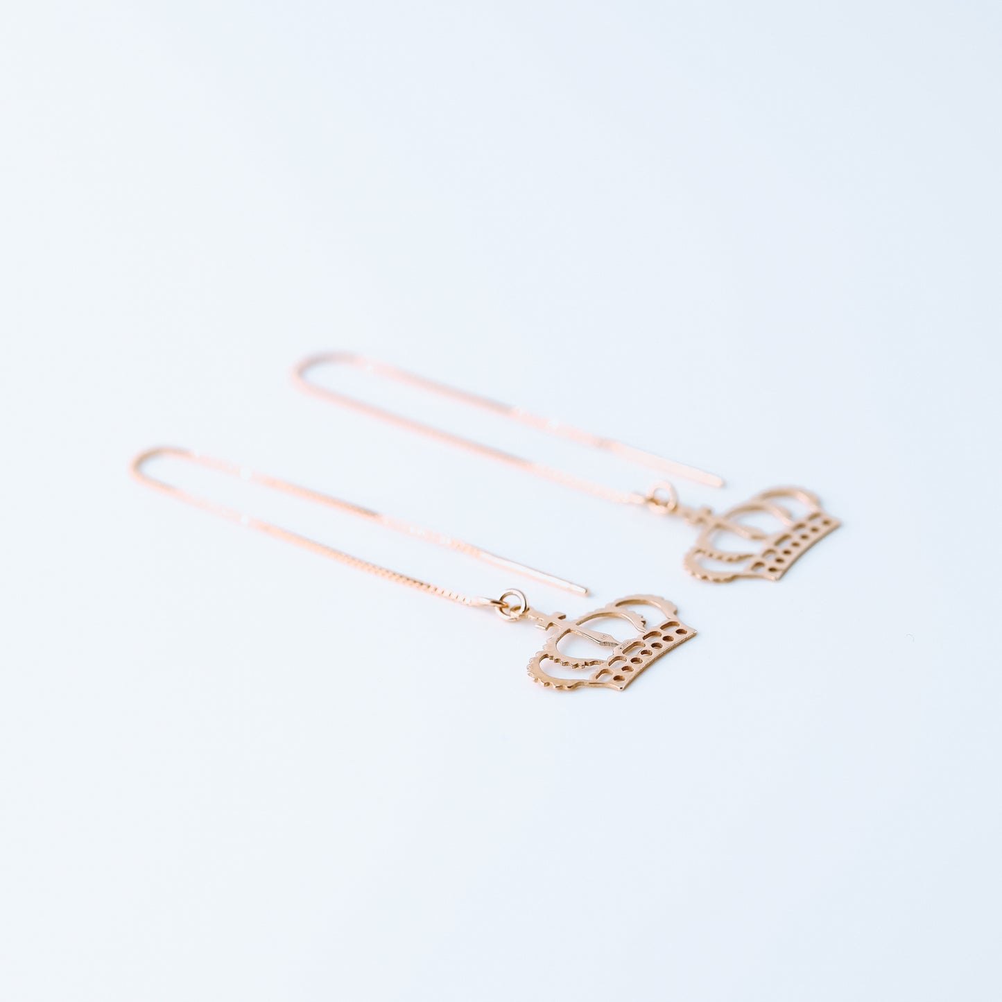 Dainty Crown Threader Earrings, Silver, Gold, Rose Gold • BYSDMJEWELS