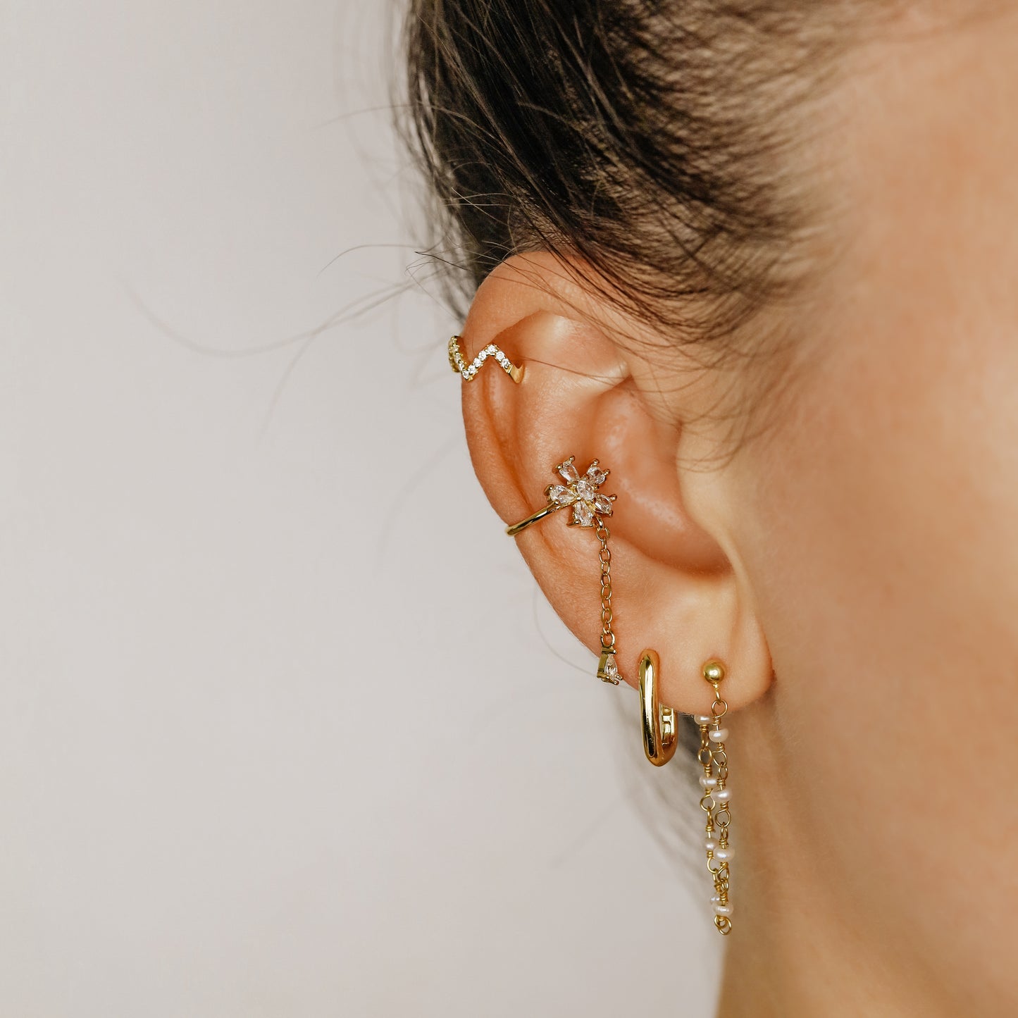 CZ Flower Conch Ear Cuff
