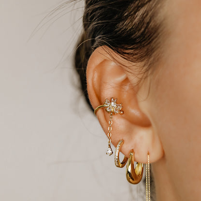CZ Flower Conch Ear Cuff