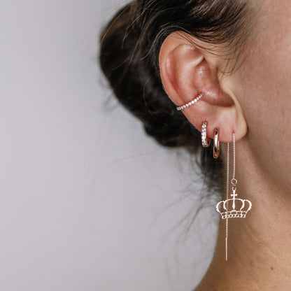 Dainty Crown Threader Earrings, Silver, Gold, Rose Gold • BYSDMJEWELS