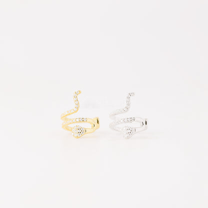 Snake Conch Ear Cuff Earring, Cz Serpent Ear Cuff, Silver, Gold, BYSDMJEWELS