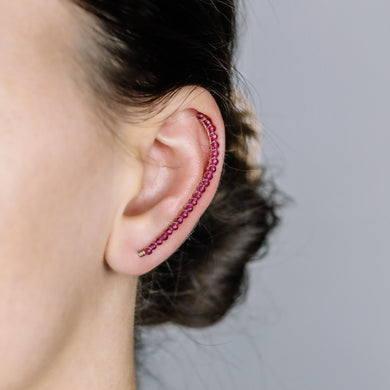 Fuchsia Beaded Ear Climber • Ear Crawler • Ear Cuff • Crystals Ear Climber • Gold Filled Ear Climber • Fuchsia Earrings • BYSDMJEWELS