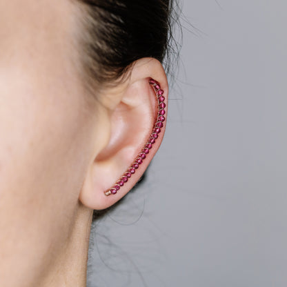 Fuchsia Beaded Ear Climber • Ear Crawler • Ear Cuff • Crystals Ear Climber • Gold Filled Ear Climber • Fuchsia Earrings • BYSDMJEWELS