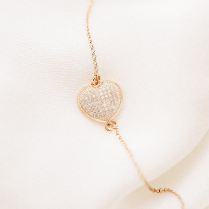 Love Heart Pave Bracelet • 925 Sterling Silver • BYSDMJEWELS