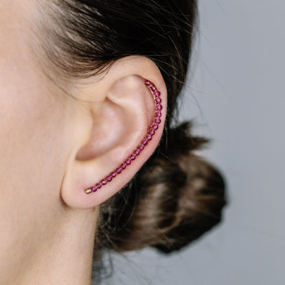 Fuchsia Beaded Ear Climber • Ear Crawler • Ear Cuff • Crystals Ear Climber • Gold Filled Ear Climber • Fuchsia Earrings • BYSDMJEWELS