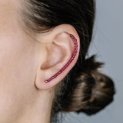 Fuchsia Beaded Ear Climber • Ear Crawler • Ear Cuff • Crystals Ear Climber • Gold Filled Ear Climber • Fuchsia Earrings • BYSDMJEWELS