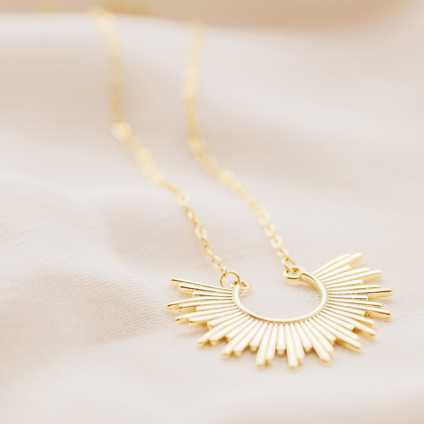 Sun Necklace Dainty Spike Necklace Sunburst Gold Necklace Minimalist Celestial Jewelry Semicircle Sun Pendant Gift For Her