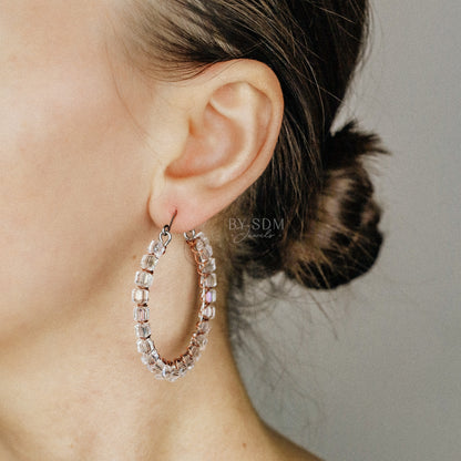 Clear Crystal Earrings • Clear Crystal Hoops • Clear Crystal Hoop Earrings • BYSDMJEWELS