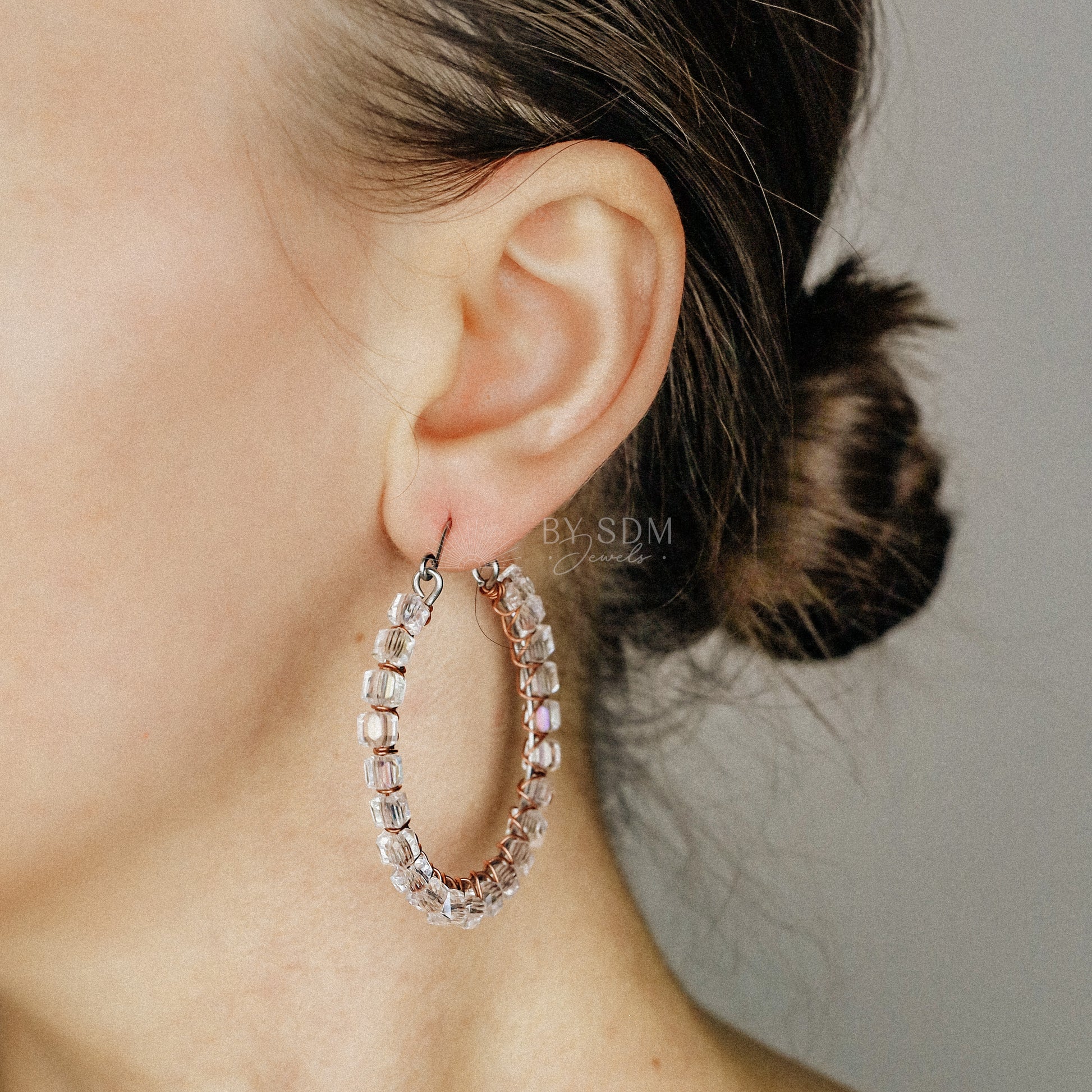 Clear Crystal Earrings • Clear Crystal Hoops • Clear Crystal Hoop Earrings • BYSDMJEWELS