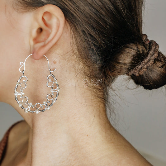Pearl Earrings • Pearl Hoops • Pearl Hoop Earrings • BYSDMJEWELS