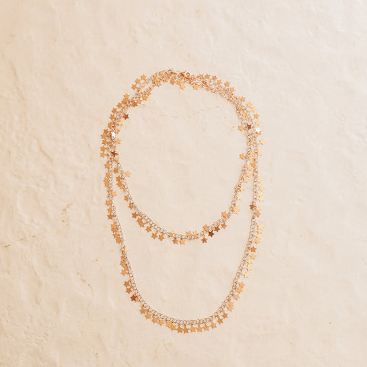 Rose Gold Star Necklace, Dangle Stars Necklace, Celestial Jewelry, Star Drop Necklace 925 Sterling Silver, Layered Necklace, Dainty Necklace