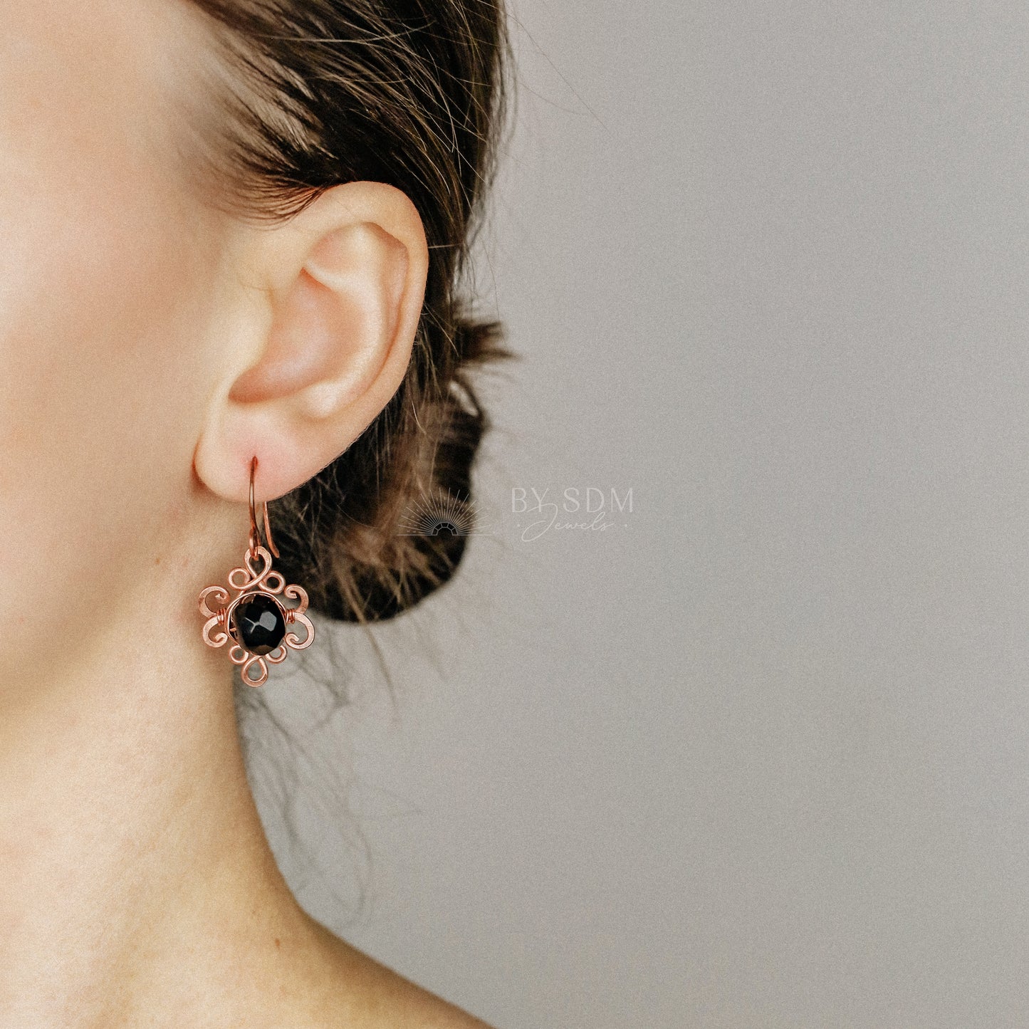 Black Onyx Knot Earrings • Handmade Earrings • Onyx Earrings • Copper Wire Wrapped Earrings • Black Stone • Gift for Her • BYSDMJEWELS